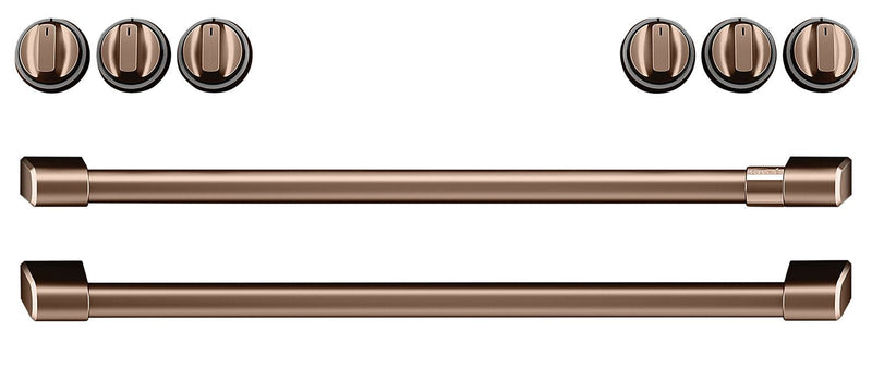 Café Electric Range Brushed Copper Knobs and Handles Set - CXFCEHKPMCU|Ensemble de poignées et de boutons cuivre brossé pour cuisinière électrique Café – CXFCEHKPMCU|CXFCEHCU