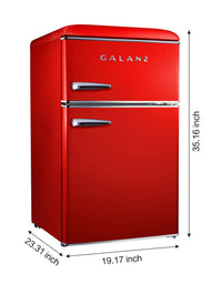 Galanz 3.1 Cu. Ft. Retro Mini Refrigerator - GLR31TRDER | Mini réfrigérateur Galanz rétro de 3,1 pi3 - GLR31TRDER | GLR31TRD