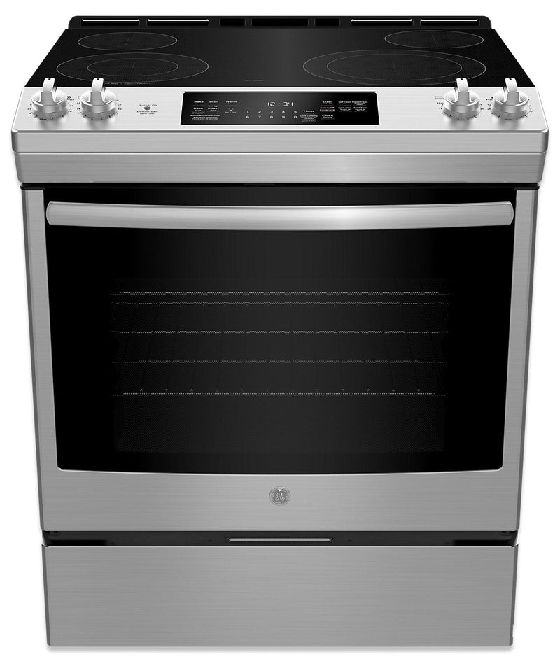 GE 5.3 Cu. Ft. Self-Clean Convection Slide-In Electric Range – JCS830SMSS|Cuisinière électrique encastrée autonettoyante GE de 5,3 pi³ à convection – JCS830SMSS|JCS830SS