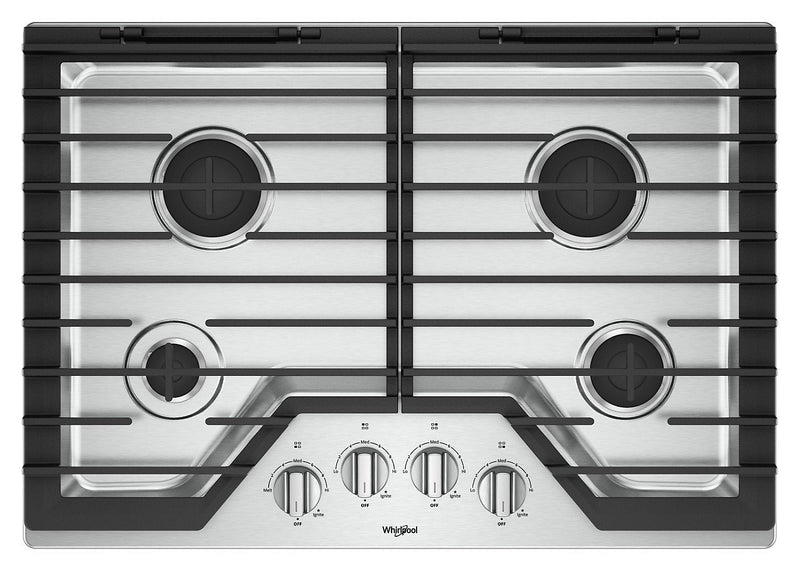 Whirlpool 30" Gas Cooktop with EZ-2-Lift™ Hinged Cast-Iron Grates - WCG55US0HS|Surface de cuisson à gaz Whirlpool 30 po avec grille en fonte à charnières EZ-2-LiftMC - WCG55US0HS|WCG55U0S