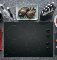 GE 30" Electric Cooktop with Built-In Knob-Control - Black|Surface de cuisson électrique GE de 30 po avec boutons de commande intégrés - noire|JP3030DB