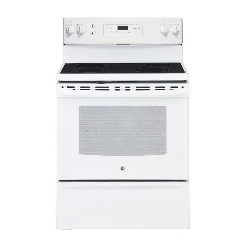 GE 5.0 Cubic Foot Freestanding Electric Self-Cleaning Range – JCB630DKWW|Cuisinière électrique amovible autonettoyante GE de 5,0 pi³ – JCB630SKWW|JCB630KW