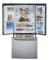 GE 23.8 Cu. Ft. French-Door Refrigerator with Space-Saving Icemaker – PFE24HSLKSS|Réfrigérateur GE de 23,8 pi³ à portes françaises avec machine à glaçons – PFE24HSLKSS|PFE24KSS