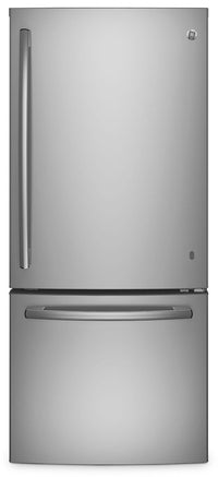 GE 20.9 Cu. Ft. Bottom-Freezer Refrigerator – GDE21DSKSS|Réfrigérateur GE de 20,9 pi³ à congélateur inférieur – GDE21DSKSS|GDE21DSS