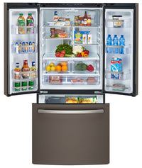 GE Profile 24.5 Cu. Ft. French-Door Refrigerator with Space-saving Icemaker – PNE25NMLKES|Réfrigérateur GE Profile de 24,5 pi³ à portes françaises avec machine à glaçons– PNE25NMLKES|PNE25KES