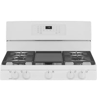 GE 5.0 Cu. Ft. Freestanding Gas Convection Range with No-Preheat Air Fry - JCGB735DPWW | Cuisinière à gaz amovible GE 5,0 pi3 à convection avec friture à air sans préchauffage - JCGB735DPWW | JCGB735W
