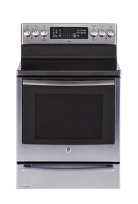 GE Profile 6.2 Cu. Ft. Freestanding Electric Range with Baking Drawer  - PCB987YMFS | Cuisinière électrique amovible GE ProfileMC de 6,2 pi3 avec tiroir de cuisson – PCB987YMFS | PCB987FS