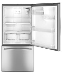 GE 24.9 Cu. Ft. Bottom-Mount Refrigerator – GDE25ESKSS|Réfrigérateur GE de 24,9 pi³ à congélateur inférieur – GDE25ESKSS|GDE25ESS